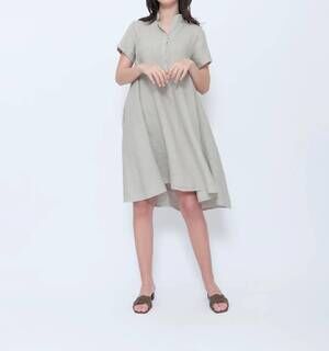 NEW BLUEBERRY collared swing midi dress in beige